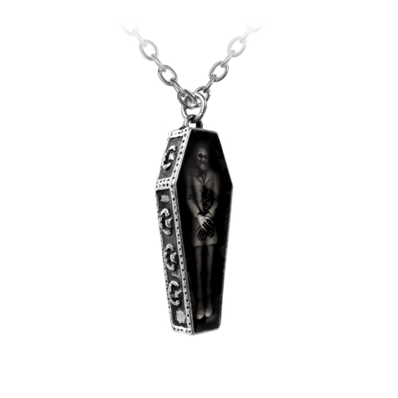 Alchemy Gothic Jewelry - Nosferatu's Rest Pendant Necklace | Fine English Pewter Coffin | Alchemy Gothic